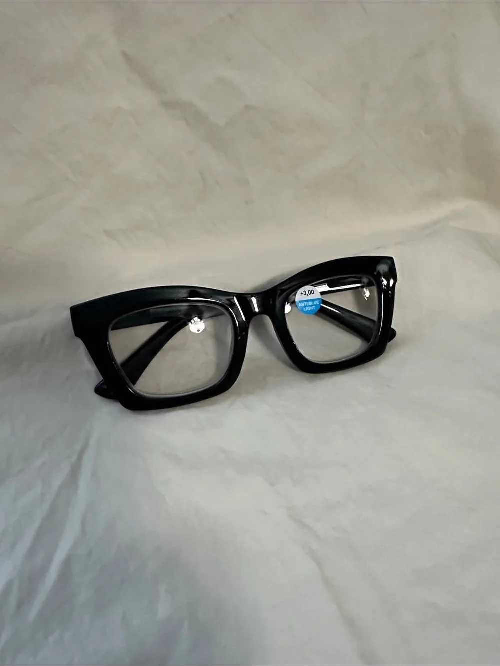 Ladies Black Fashion Glasses - Clear Lens +3.00 and bluelight blocker NWT